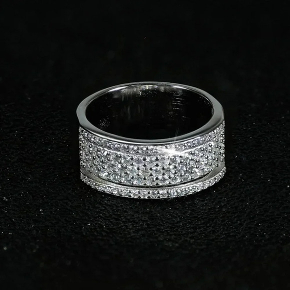 925 Sterling Silver Diamond Eternity Ring Band - Picture 6 of 9